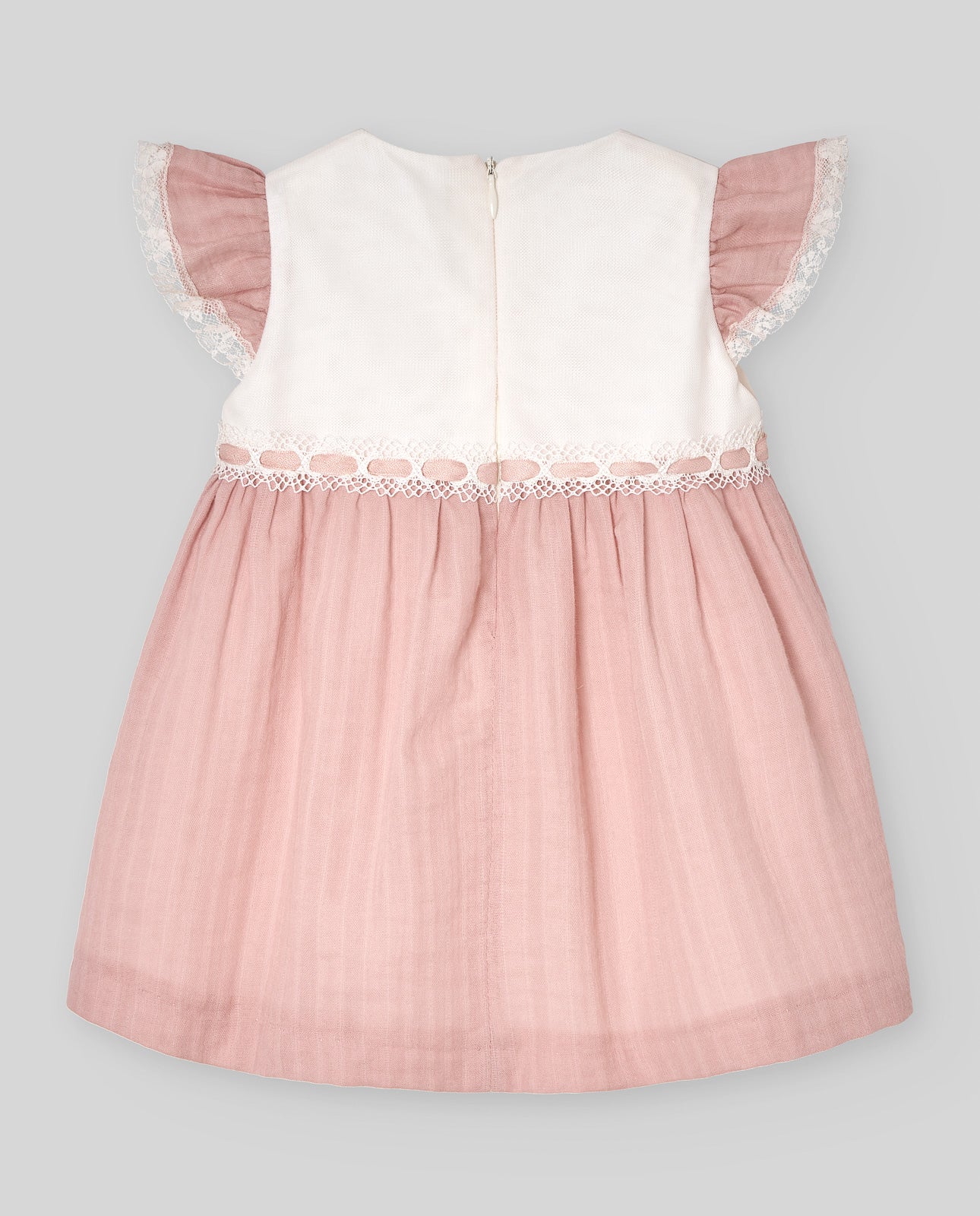 Vestido rosa/crudo para bebé niña de la marca PAZ RODRIGUEZ