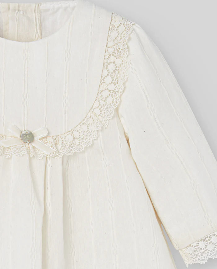 Vestido de algodón blanco de manga larga para bebé niña Paz Rodriguez