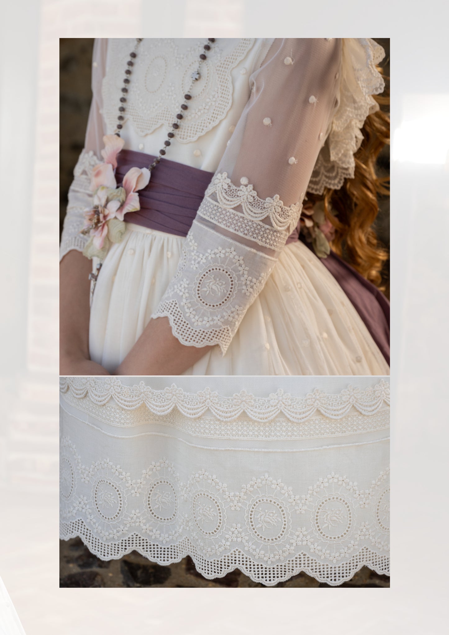 فستان المناولة موديل CARLOTA من ماركة Manuela (يتضمن تاج الزهرة)