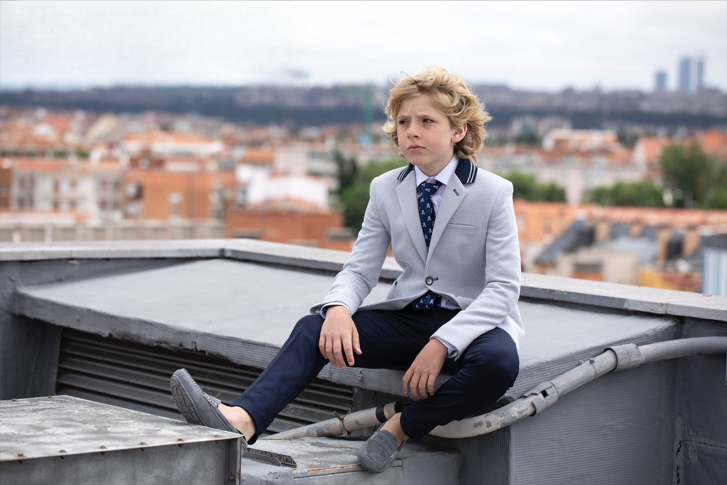 Traje completo con americana gris estilo marinero para el niño NOVA DRIMA