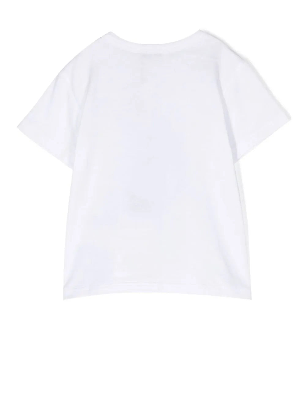 White cotton T-shirt with logo plaque for baby boys