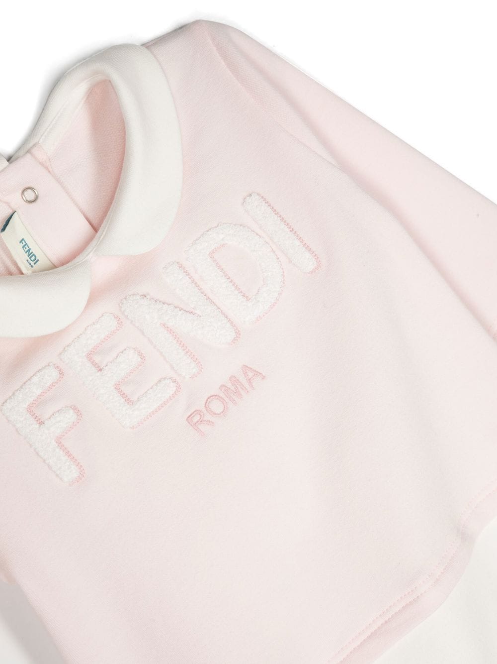 Kit para bebé niña de punto blanco y rosa con babero y gorro Fendi Kids