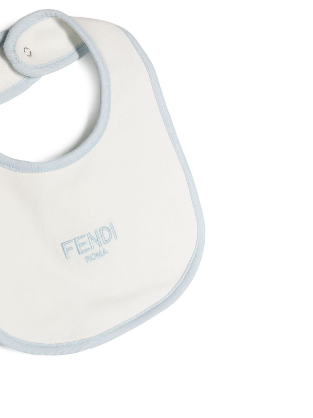 Kit para bebé niño de punto blanco y azul con babero y gorro Fendi kids