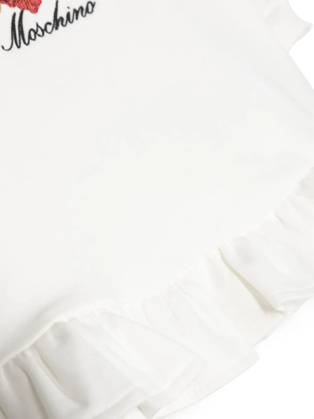 White dress with long sleeves with logo print MOSCHINO