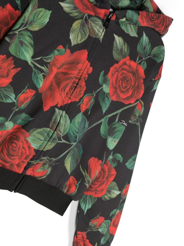 Sudadera con capucha estampada de rosas de la marca Dolce&Gabbana para niña