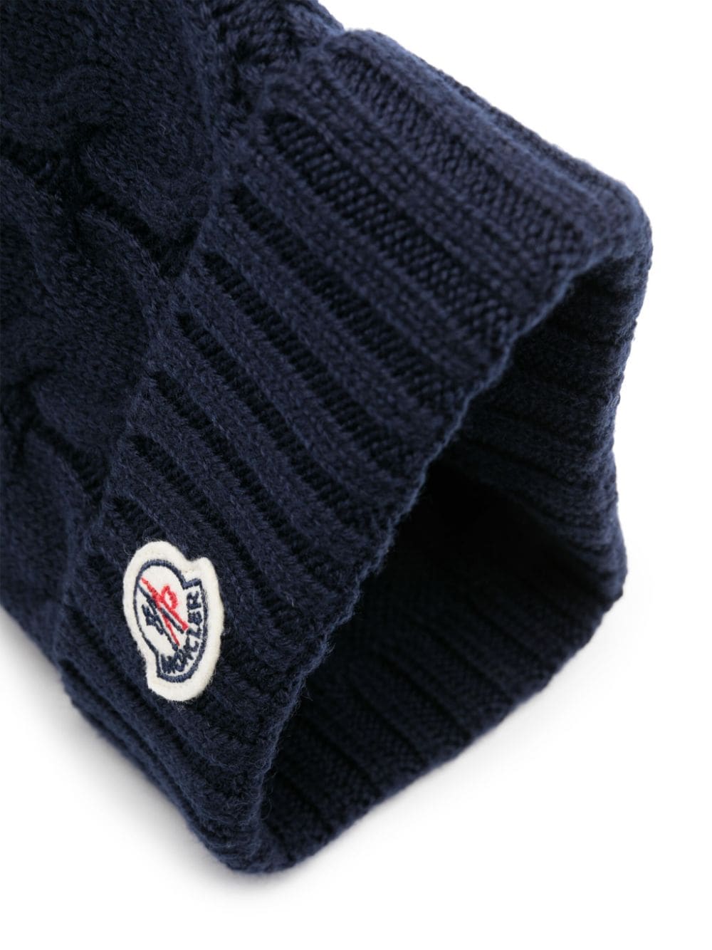Gorro azul de lana con parche del logo MONCLER para niños