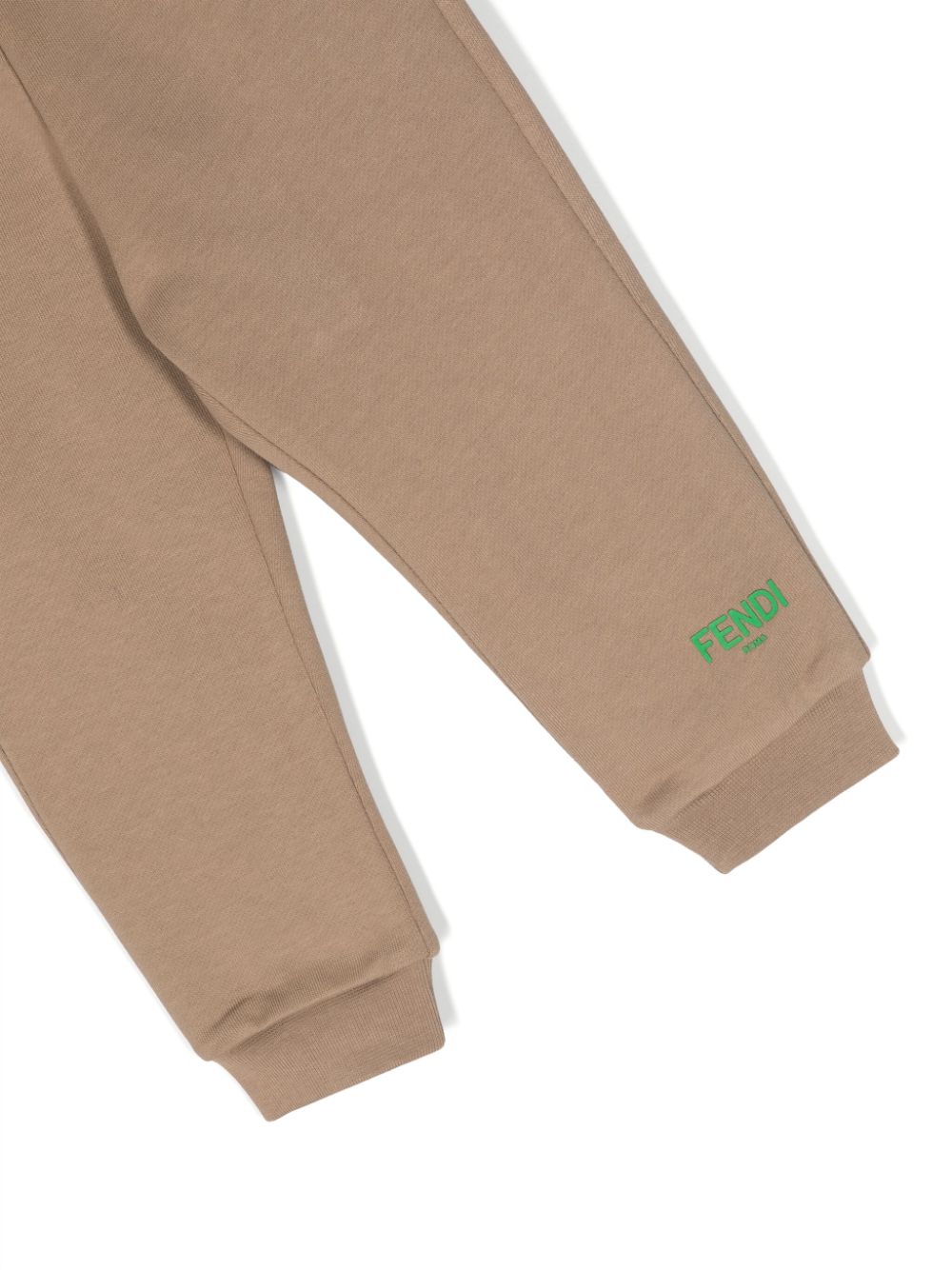 Pantalón para bebé niño de chándal beige con logo estampado Fendi