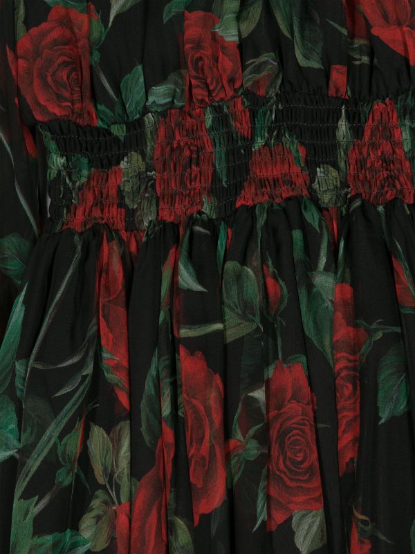 Vestido de chifón con estampado de rosas Dolce&Gabbana kids para niña