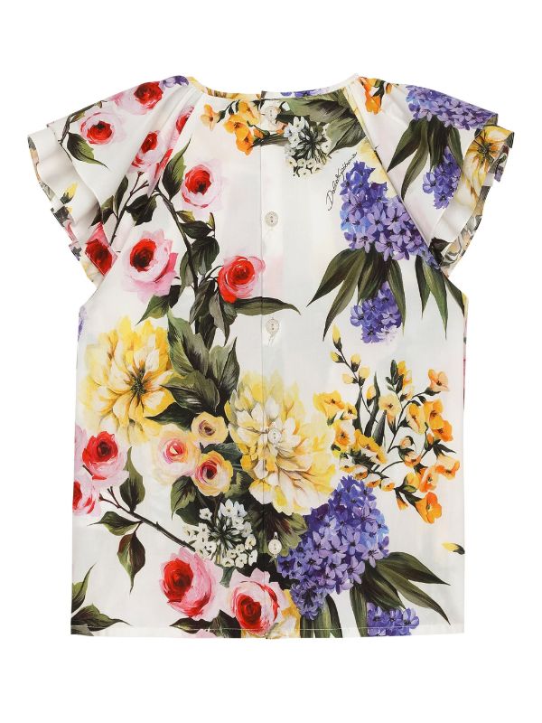 Blusa para niña con estampado flores Flower Power de la marca Dolce&Gabbana