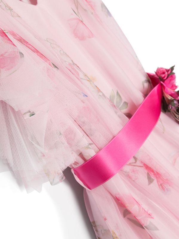 Dress with floral motif by the brand MONNALISA