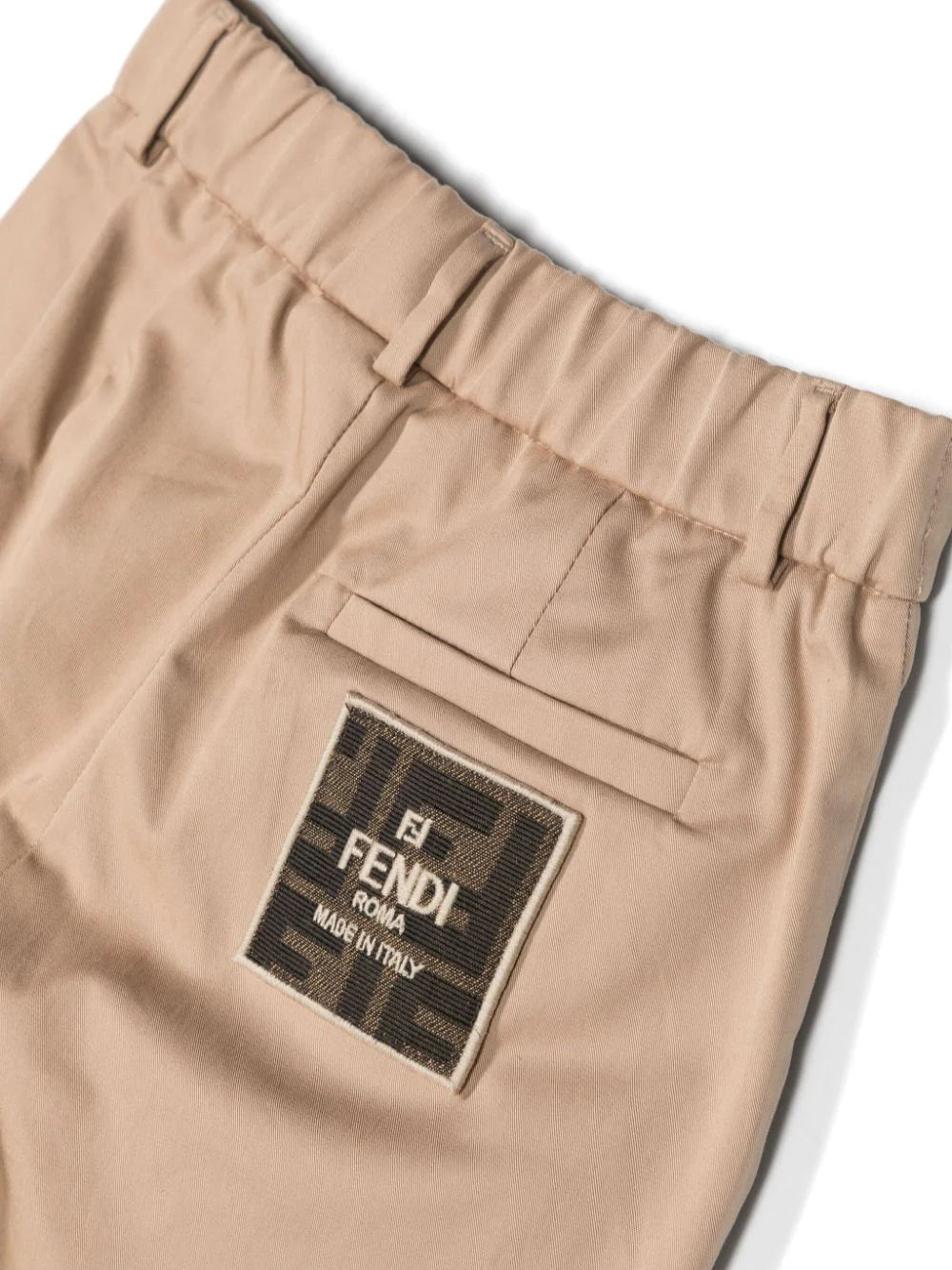 Pantalón de gabardina elástica beige Fendi para niño