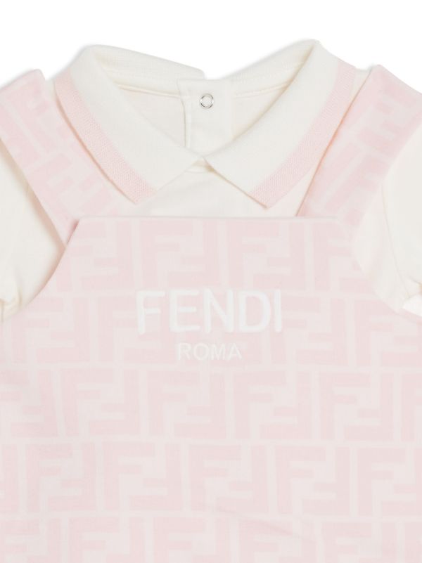 Set para bebé niña de body y mono rosa con motivo de logo FF Fendi Kids