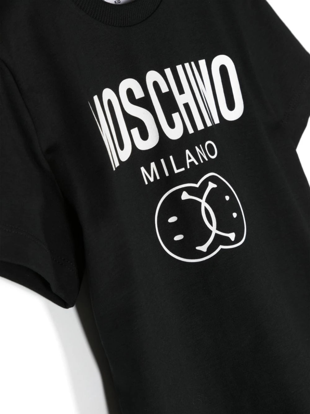Children's clothing - black T-shirt with logo print MOSCHINO