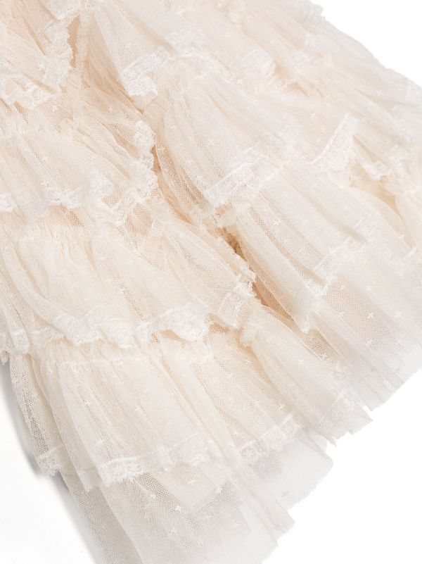 Vestido crudo decorado con volantes de la marca NEEDLE & THREAD KIDS