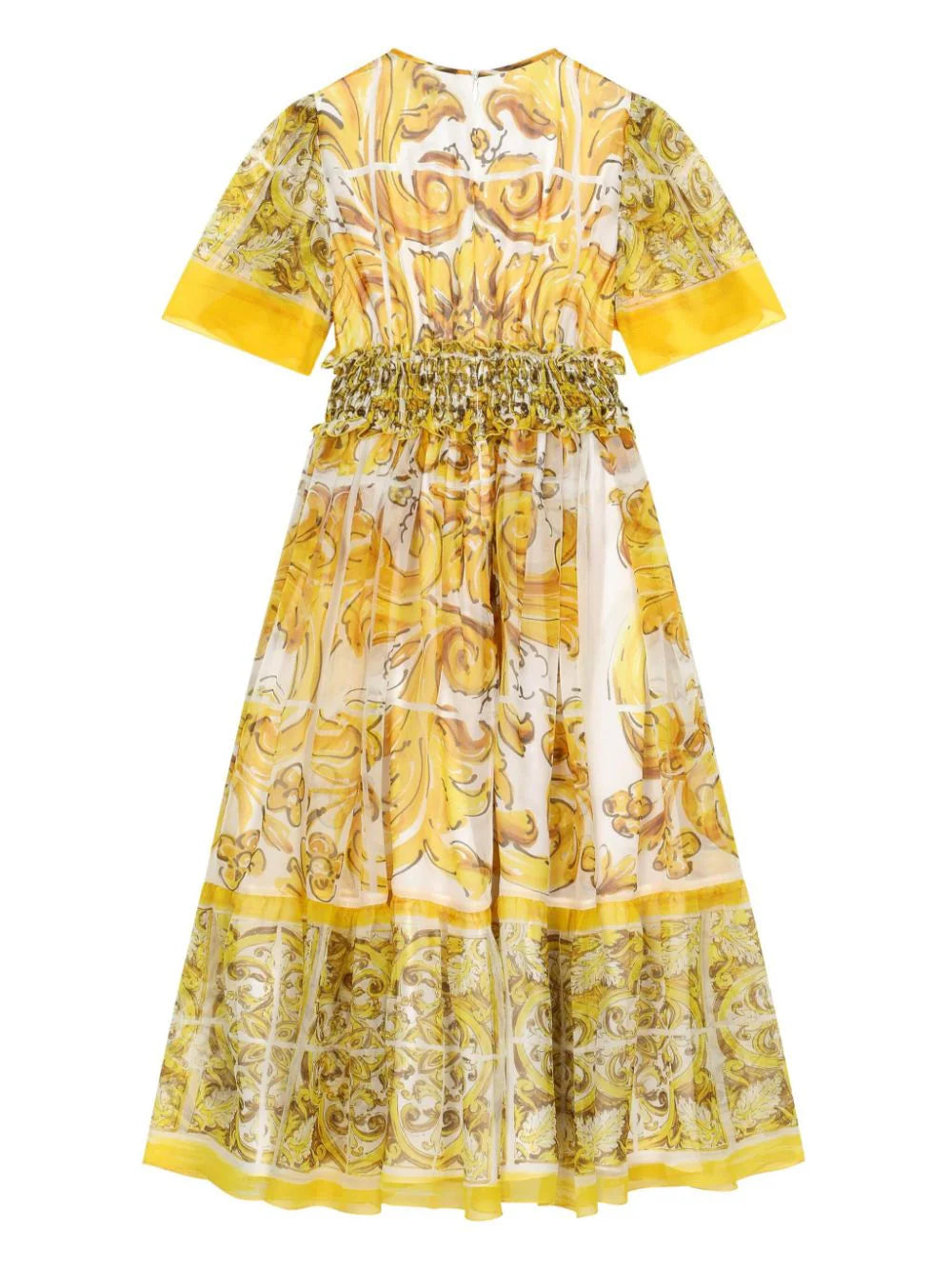 Vestido en chifón estampado mayólica Dolce&Gabbana para niña