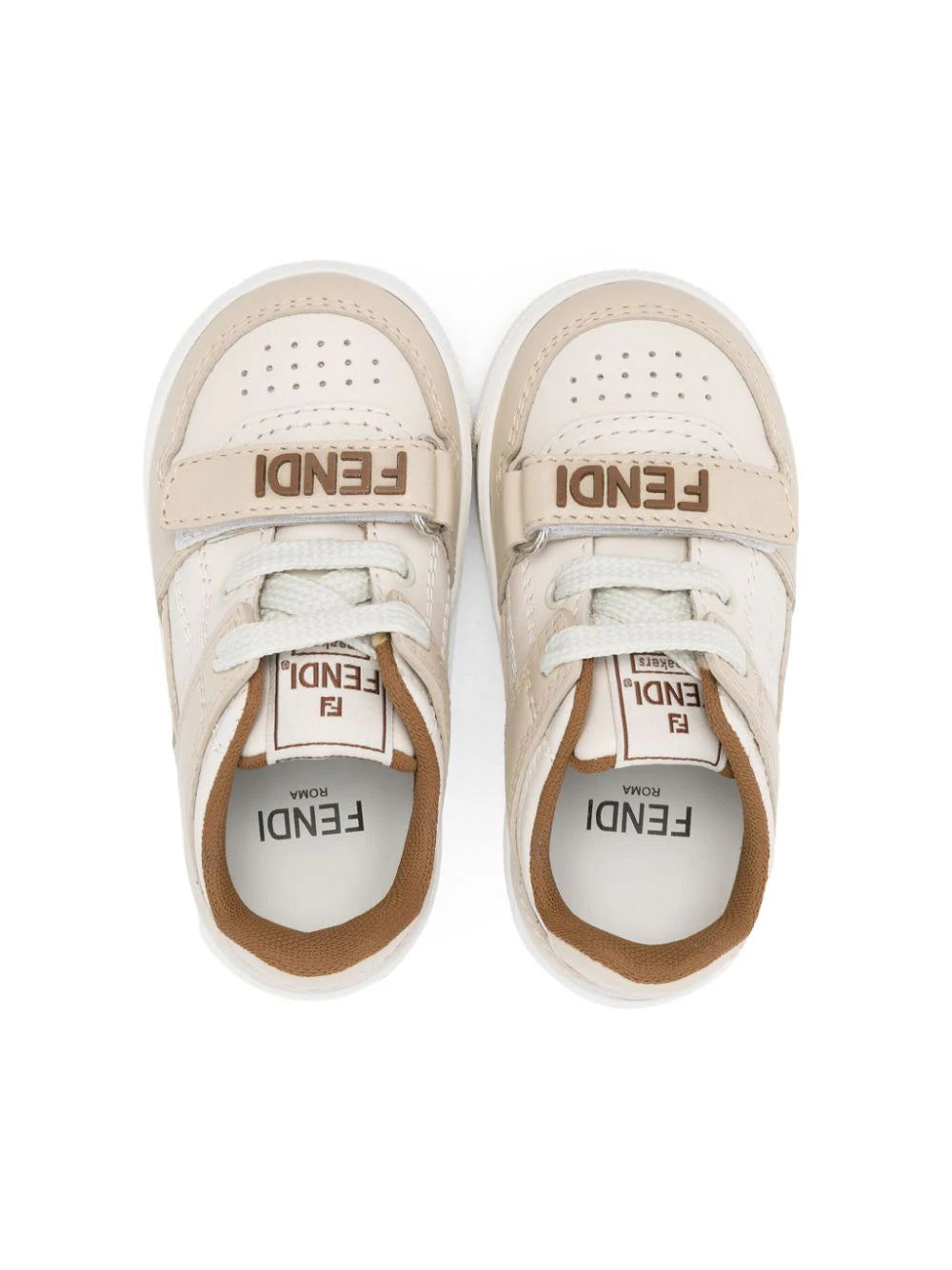 Zapatillas de cuero beige Fendi Kids para niño