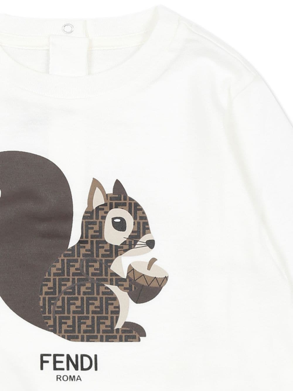 Camiseta blanca con ardilla estampado Fendi para bebé niña