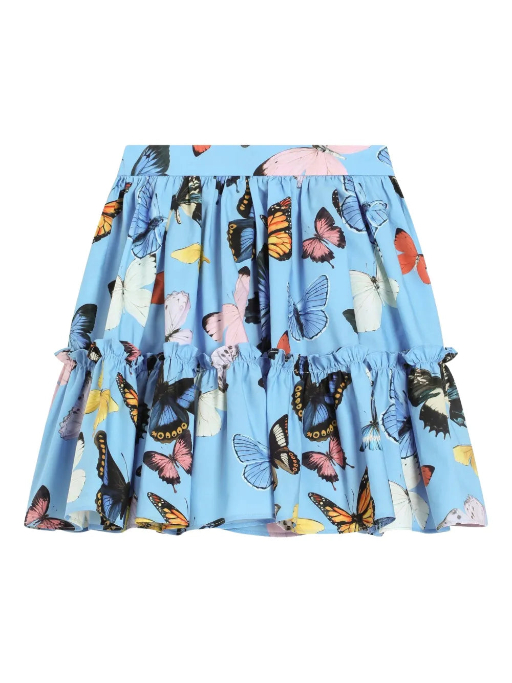 Falda de algodón azul con estampado de mariposas para niña