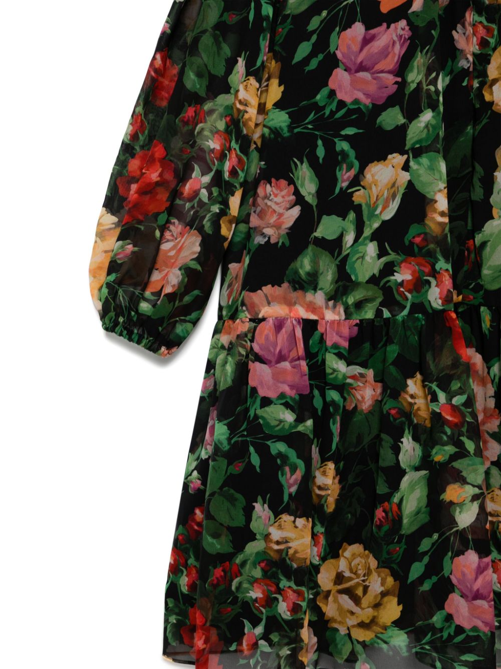 Vestido para niña de chifón con estampado de flores Dolce & Gabbana