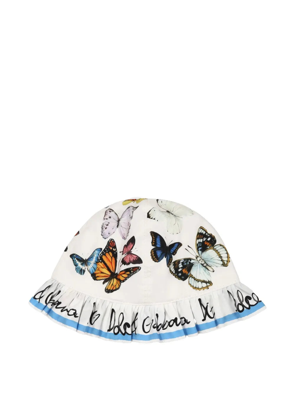 Gorro de algodón blanco con estampado de mariposas para bebé niña