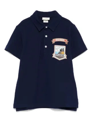 Polo azul marino con logo estampado de la marca Fendi para niño