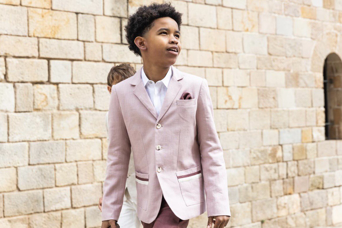 Traje completo con americana rosa para el niño Barcarola – Modini