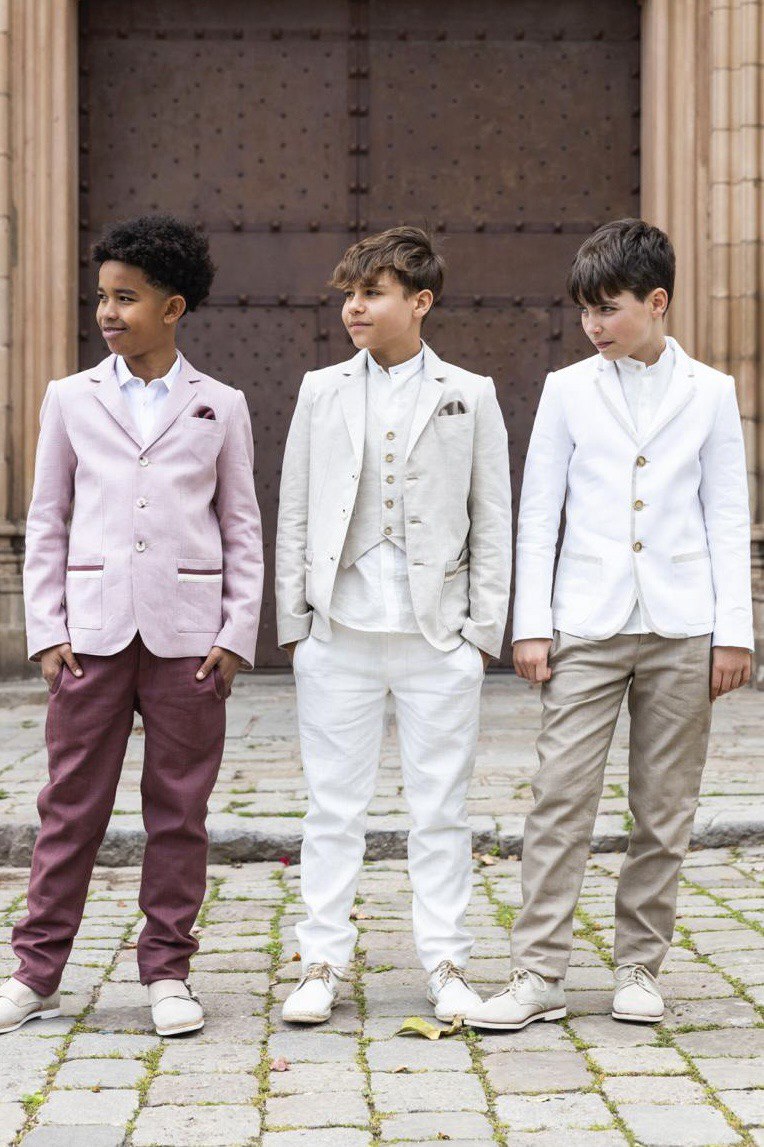 Traje completo con americana rosa para el niño Barcarola