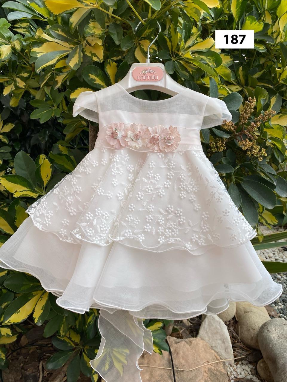 Vestido blanco de ceremonia 187 para bebé niña de la marca MIMILÚ