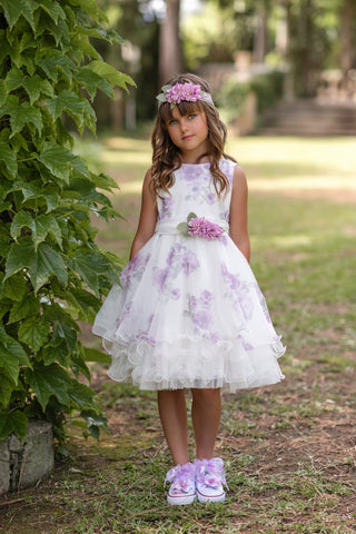 Vestido de ceremonia floral lila 915 para niñas de la marca MIMILÚ