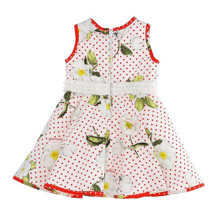 ROPA PARA NIÑOS - VESTIDO CON ROJO Y LAS FLORES MONNALISA - Modini Shop