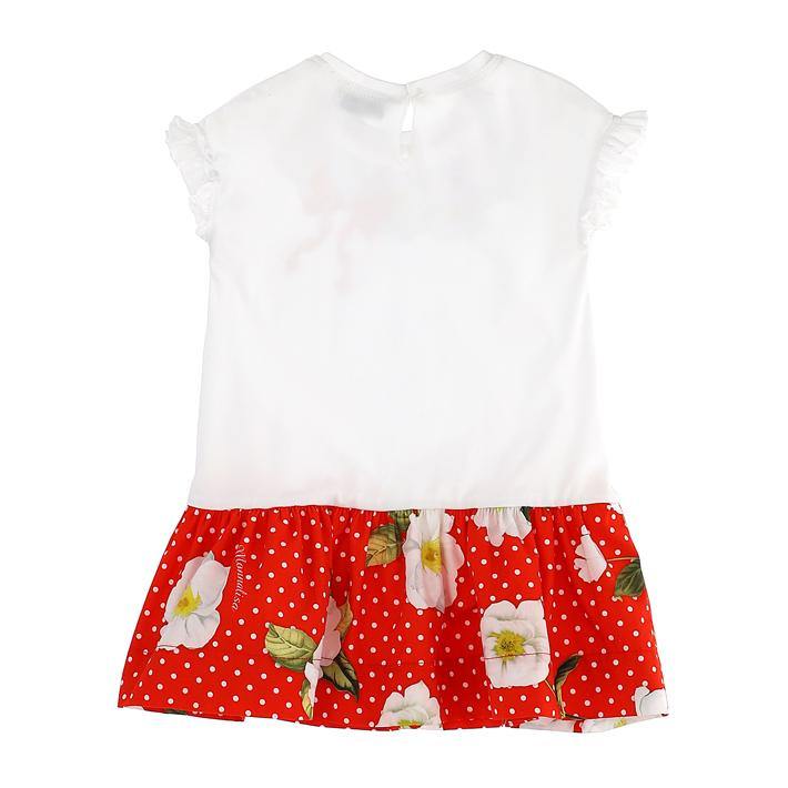 ROPA PARA NIÑOS - VESTIDO BLANCO CON ROJO Y LAS FLORES MONNALISA - Modini Shop