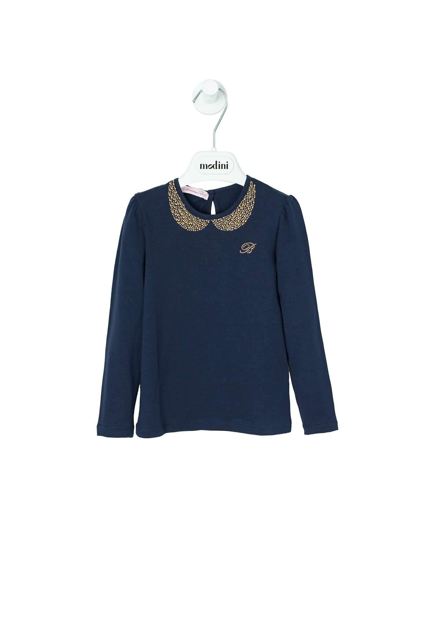 ROPA PARA NIÑOS - CAMISETA AZUL MARINO MISS BLUMARINE - Modini Shop