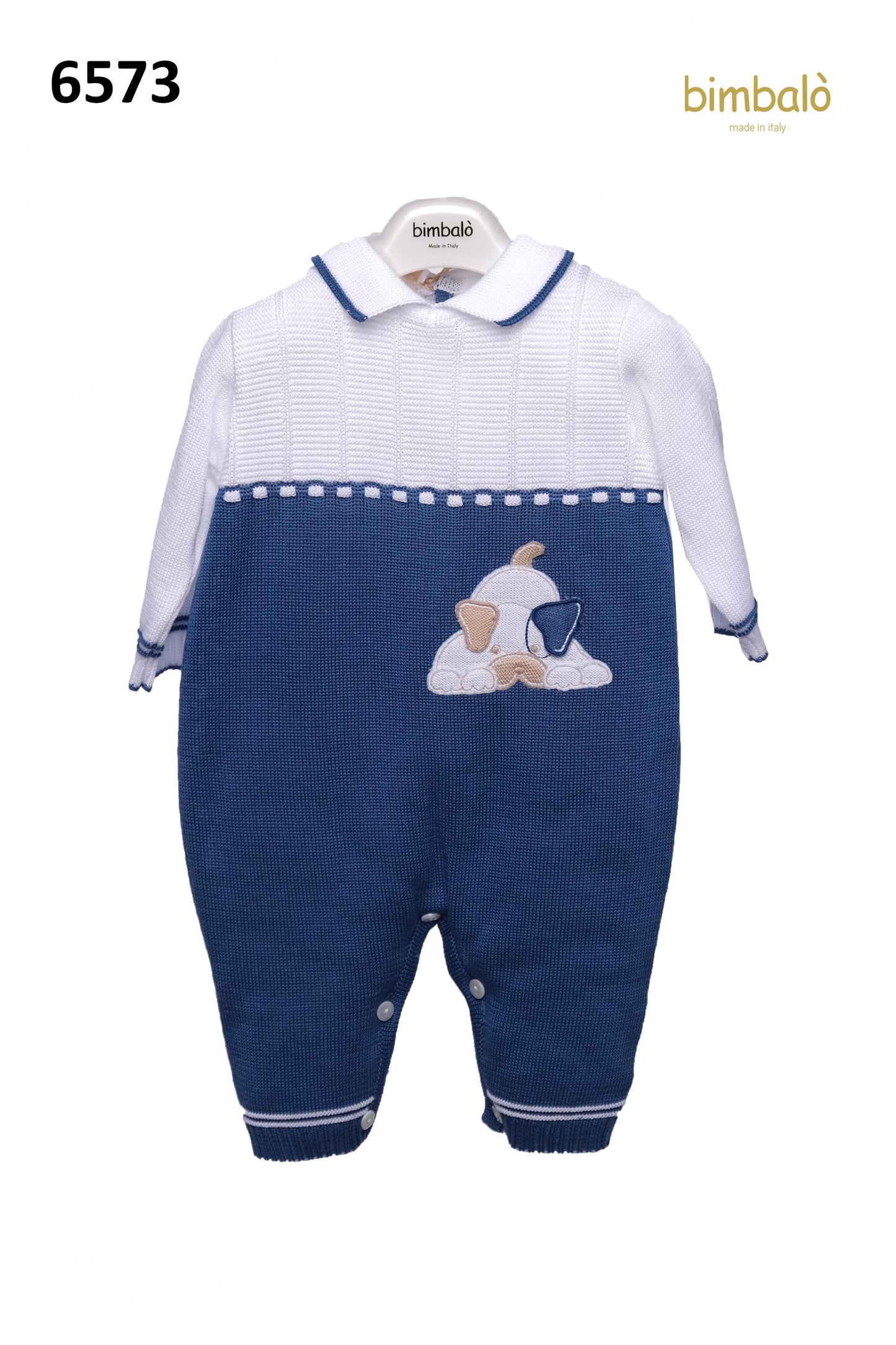 Conjunto con aplique de perro para bebé niño Bimbalò