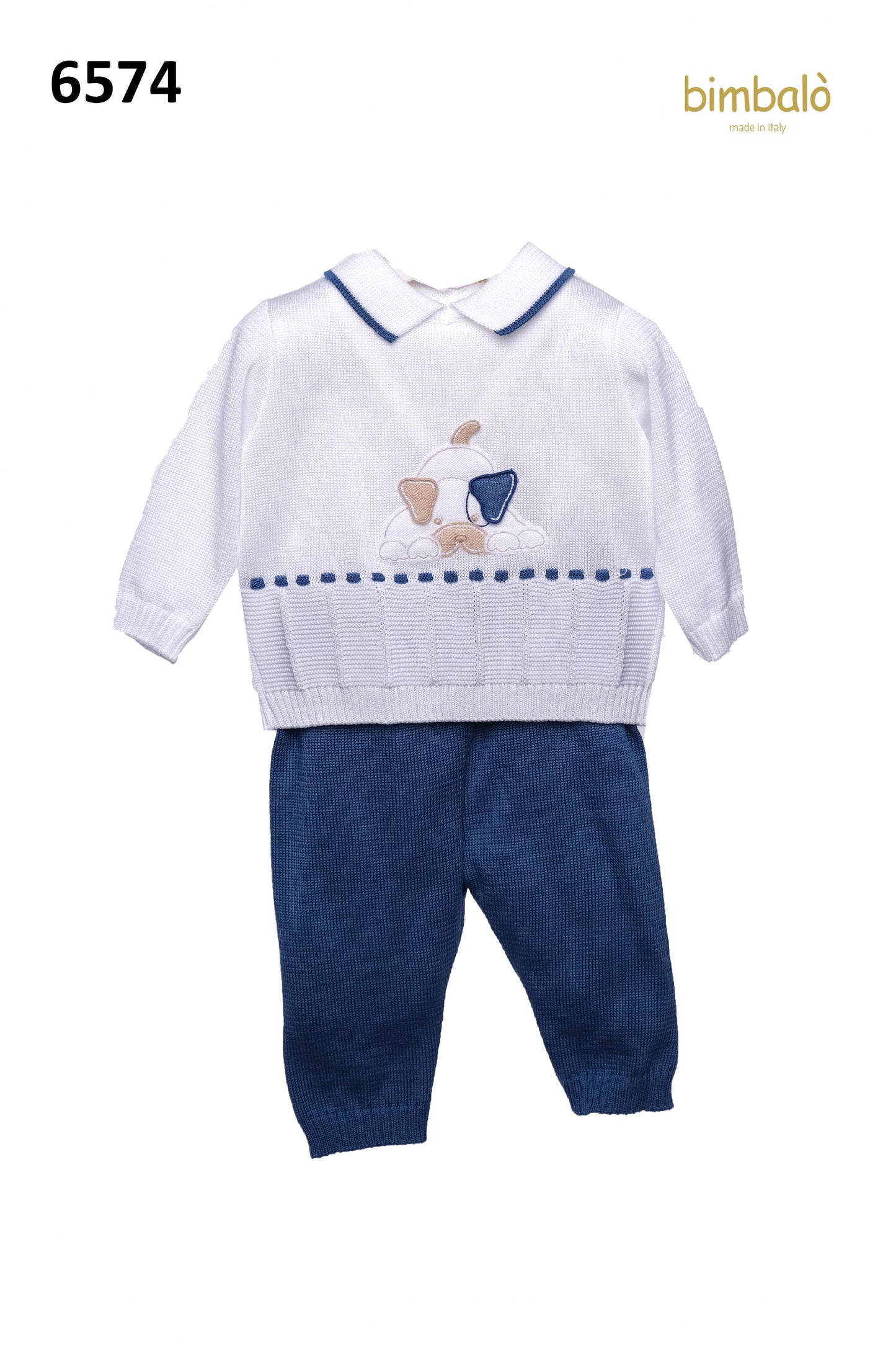 Set con aplique de perro para bebé niño Bimbalò