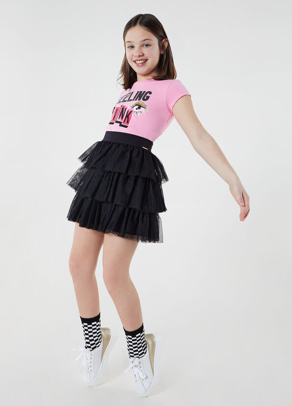Ropa para niñas falda de tul negra de la marca LIUJO