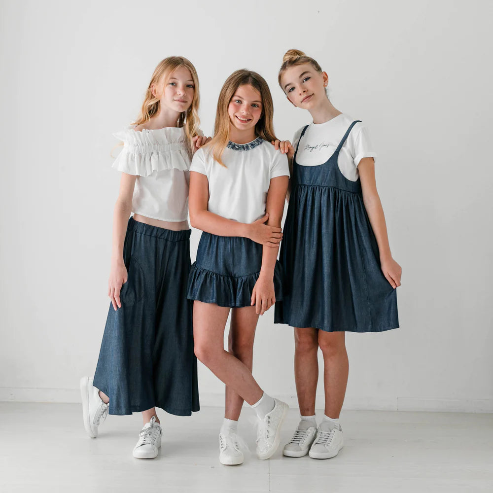 ملابس البنات - بنطال منسوج بتأثير جينز من MAGIL