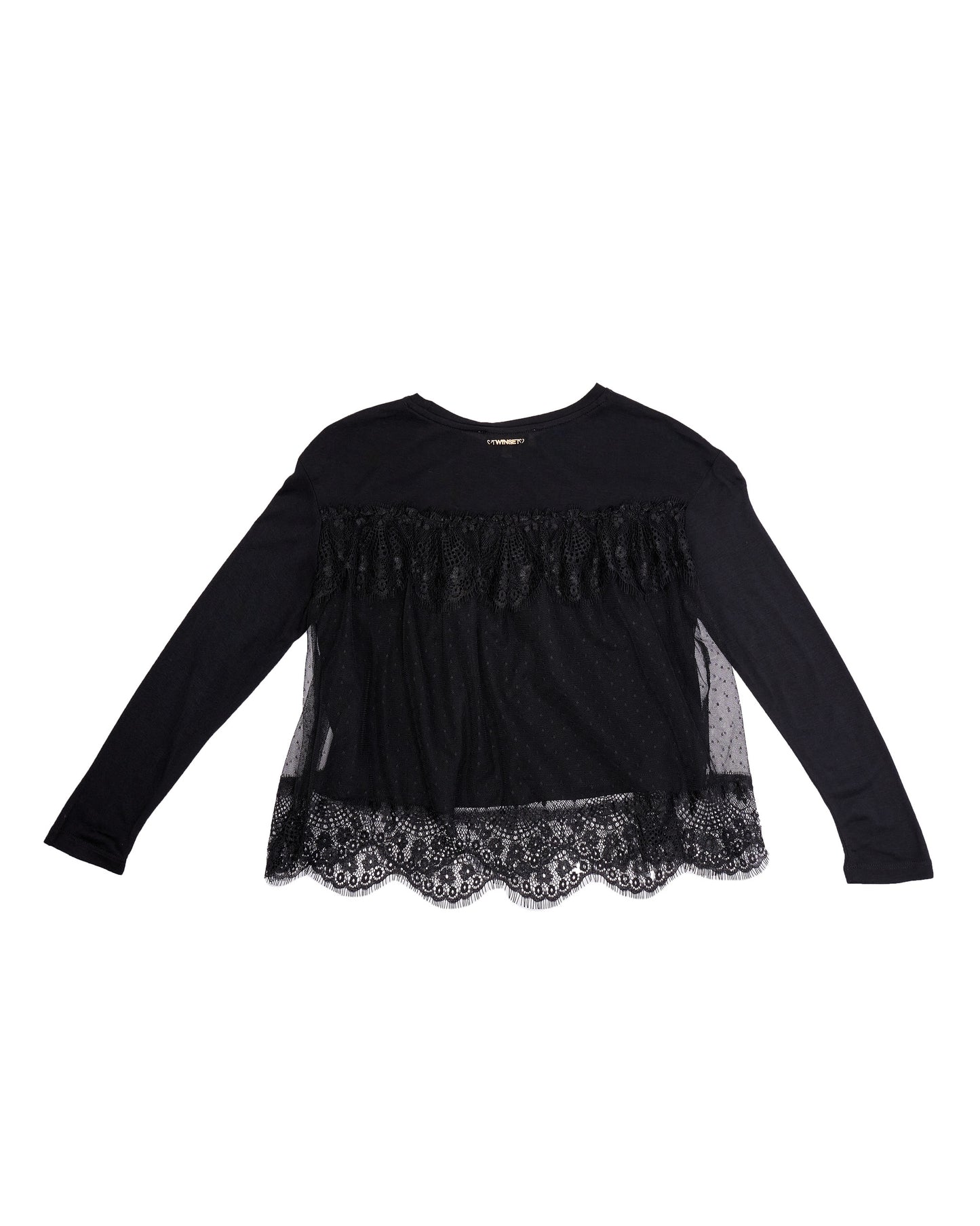 ROPA PARA NIÑAS - BLUSA NEGRA CON ENCAJE TWINSET