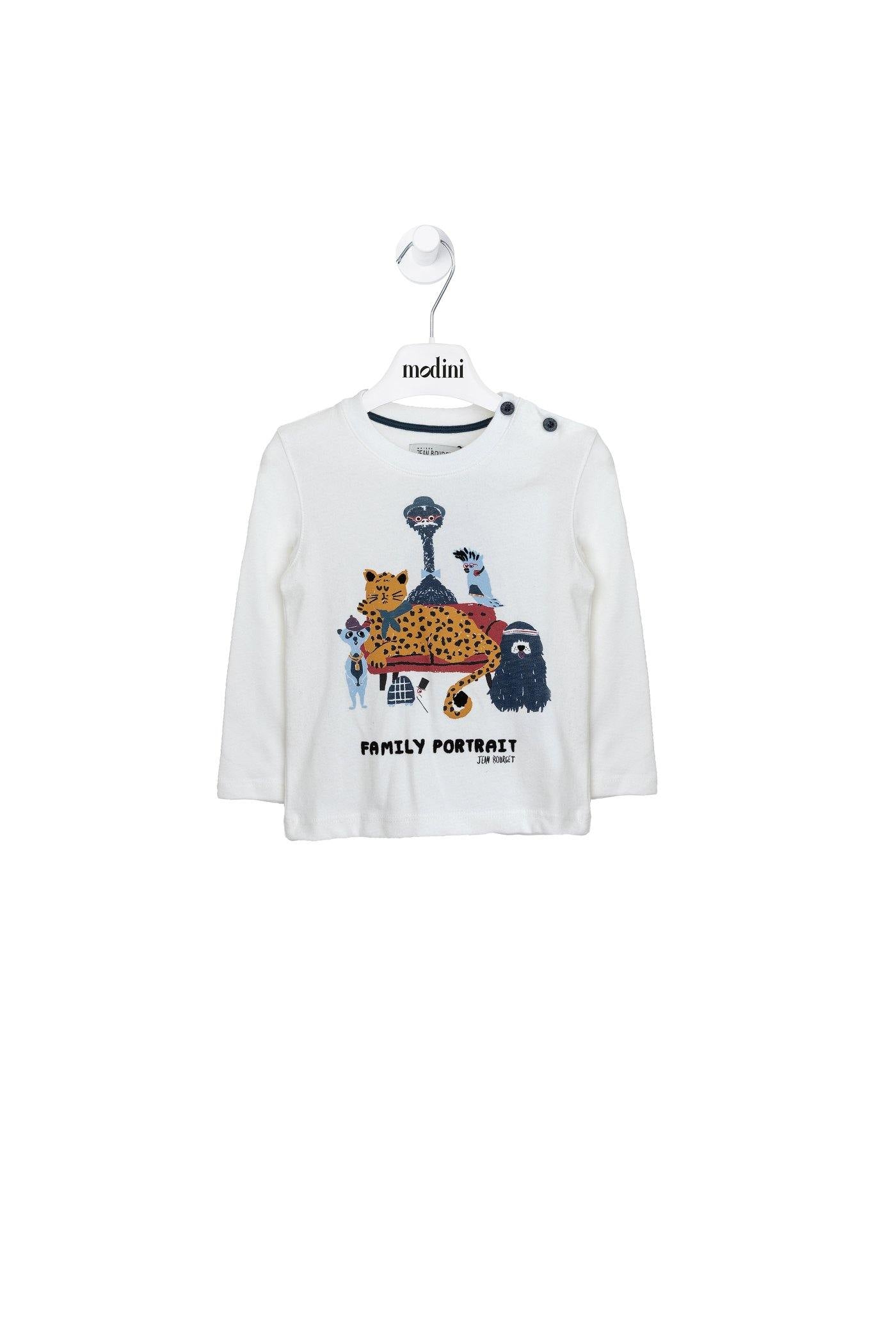 ROPA PARA NIÑOS - CAMISETA BLANCA ANIMALES JEAN BOURGET - Modini Shop