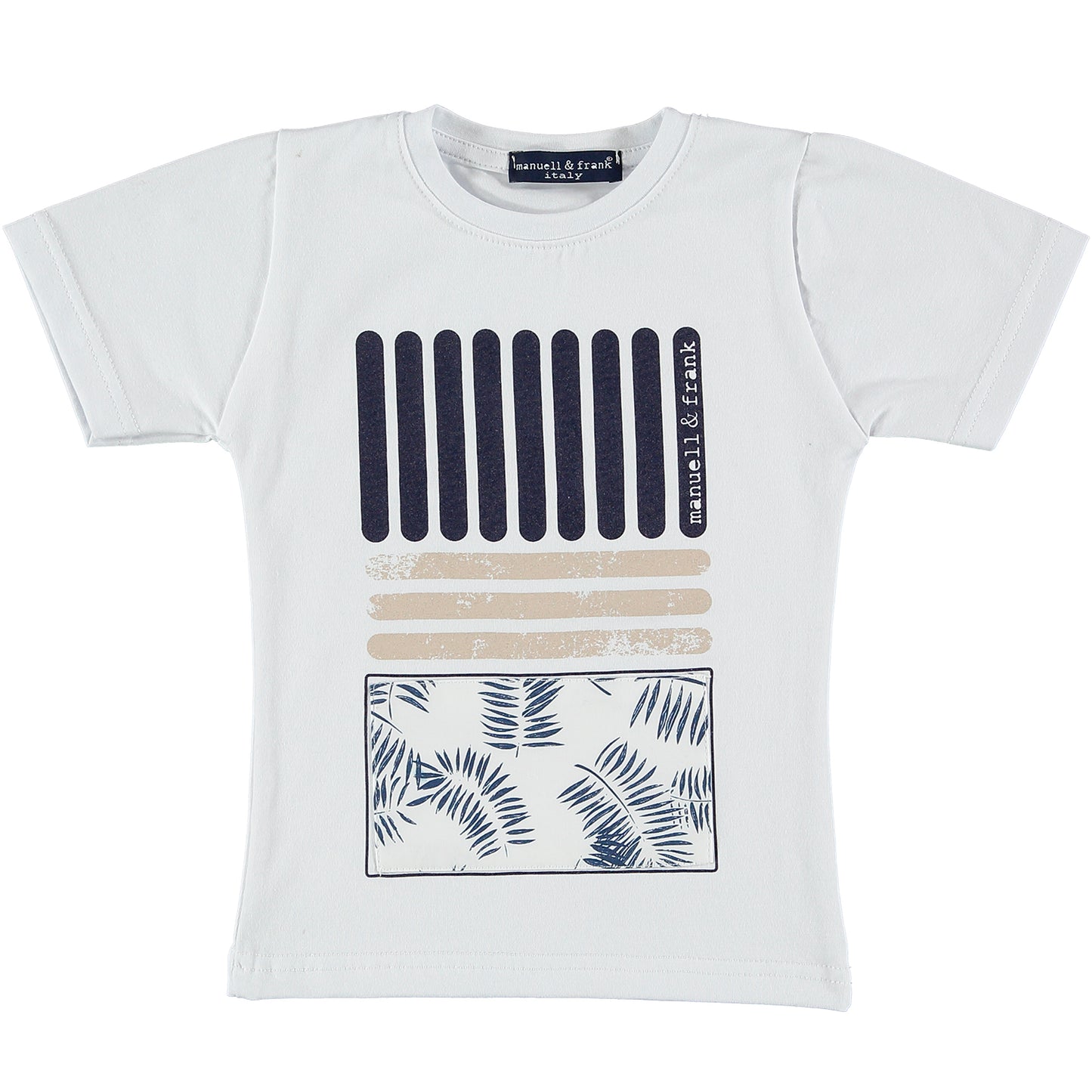 ROPA PARA NIÑOS - CAMISETA BLANCA/BEIGE MANUELL&FRANK