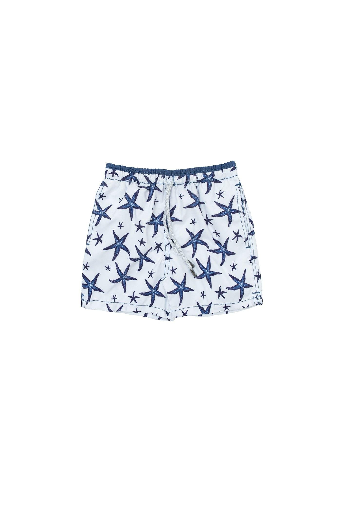 BAÑADOR PARA NIÑOS BLANCO CON AZUL ESTRELLAS - Modini Shop