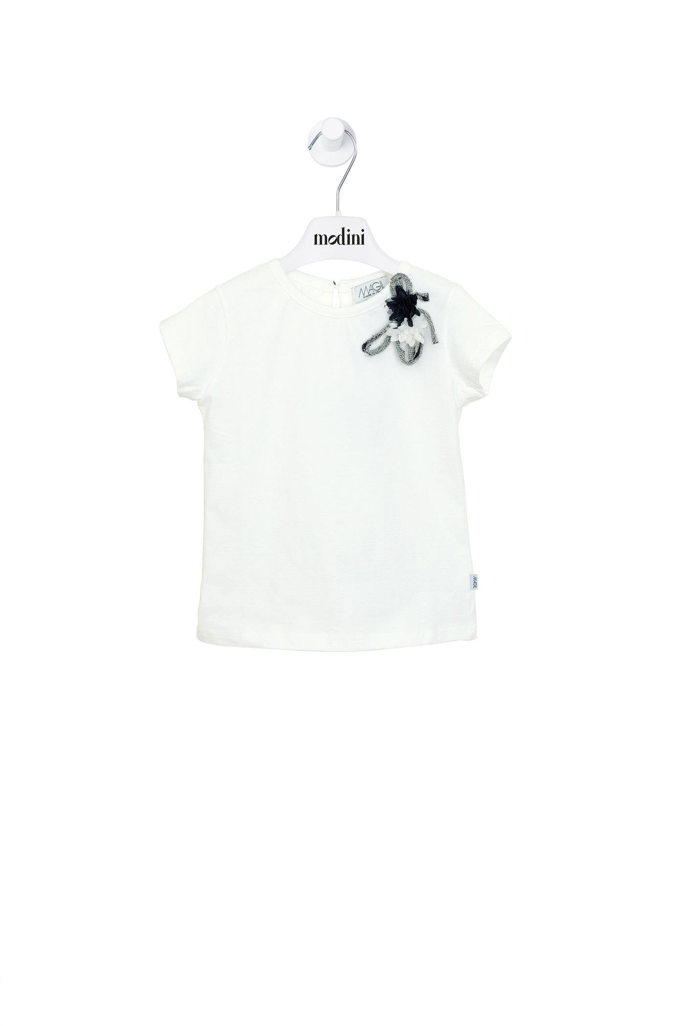 ROPA PARA NIÑOS - CAMISETA CON FLOR AZUL MAGIL - Modini Shop