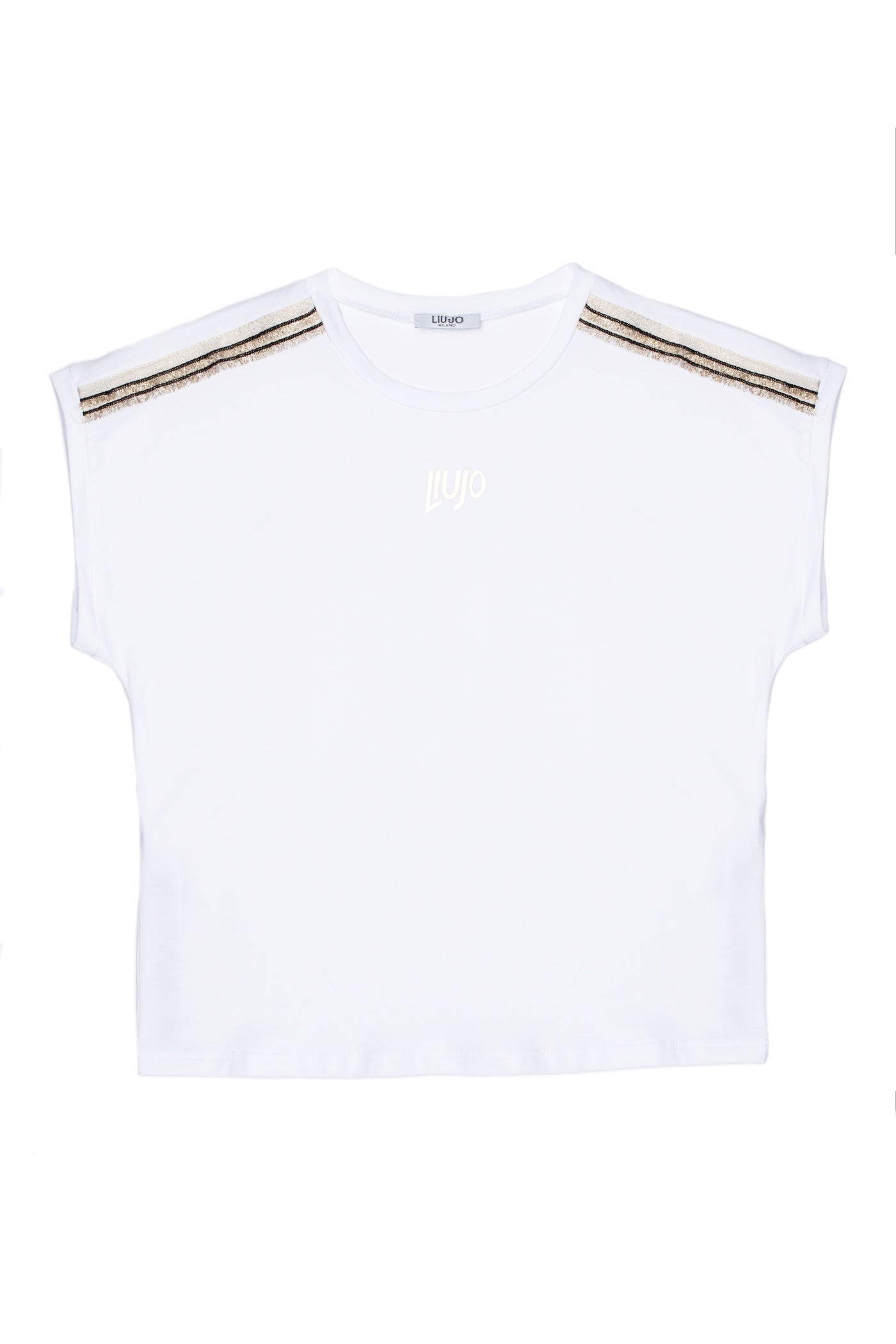 Ropa para niños camiseta blanca con logo de la marca LIUJO