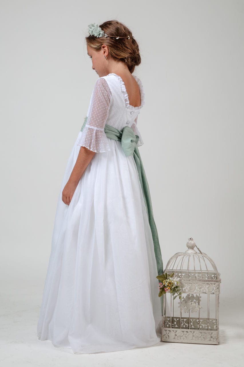 Vestido de comunión para niña con lazada tul de diferentes colores TRIANA Coordinanos