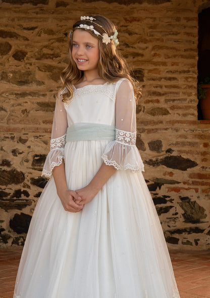 فستان ISABEL للفتيات من ماركة Manuela (يشمل تاج الزهرة)