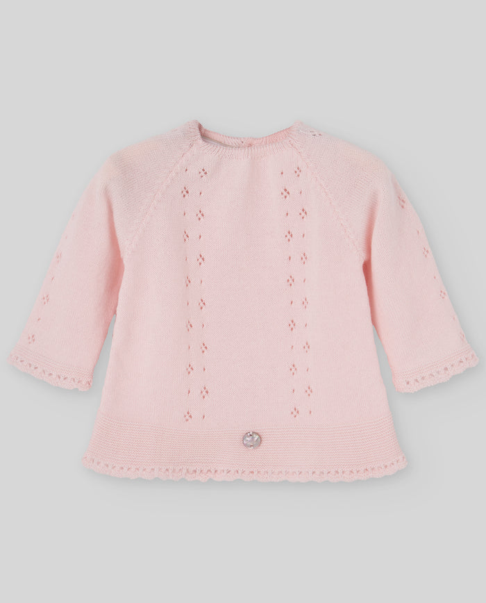 Conjunto de punto rosa Essentia para bebé niña Paz Rodriguez