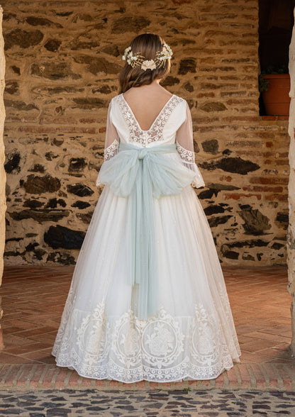 فستان ISABEL للفتيات من ماركة Manuela (يشمل تاج الزهرة)