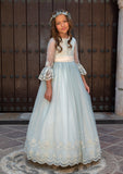 Vestido  de comunión JULIETTE para niña de la marca Manuela (corona de flores incluida)
