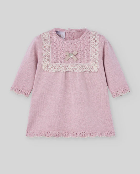 Vestido de algodón cashmere rosa PASCUA para niña de la marca Paz Rodriguez