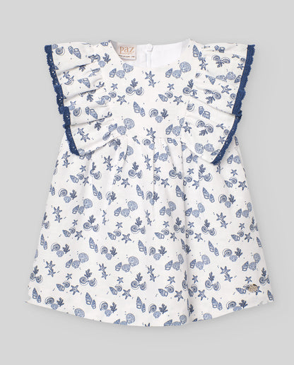 Vestido blanco/azul ¨RIAS¨para niña de marca Paz Rodriguez