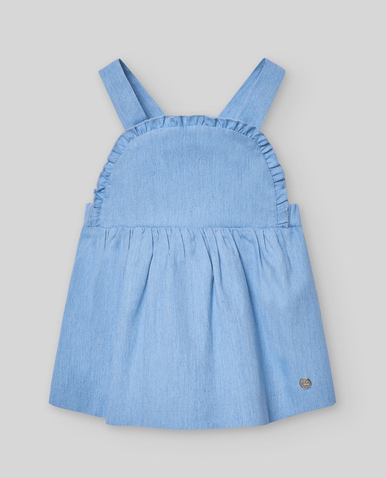 Conjunto de camiseta y falda de tirantes blanco/azul ¨PEONZA¨para niña de marca Paz Rodriguez (Copia)